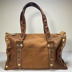 Hammitt Crystal Leather Doctor Bag Purse Satchel Brown Gold Studs